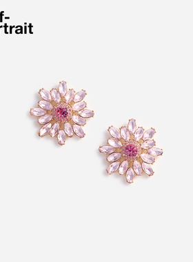 self-portrait 2026早春新款粉红色设计感钻饰花朵耳环耳饰