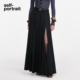 portrait 2025秋冬新款 经典 self 黑通勤百搭长款 开衩百褶半身裙