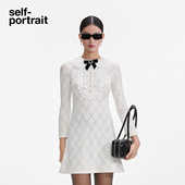 2025秋冬新款 self portrait 纯净白甜美娃娃领镂空针织连衣裙