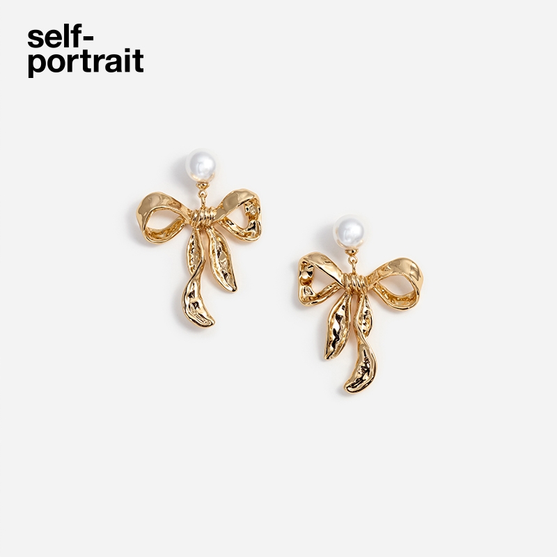 self-portrait珍珠蝴蝶结耳环