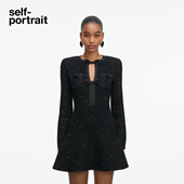 portrait 2026早春新款 经典 self 黑气质长袖 亮片针织连衣裙短裙