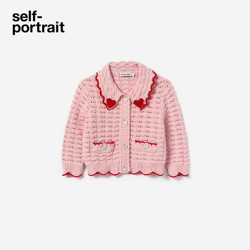Self-Portrait 童装粉红色甜美针织开衫毛衣外套