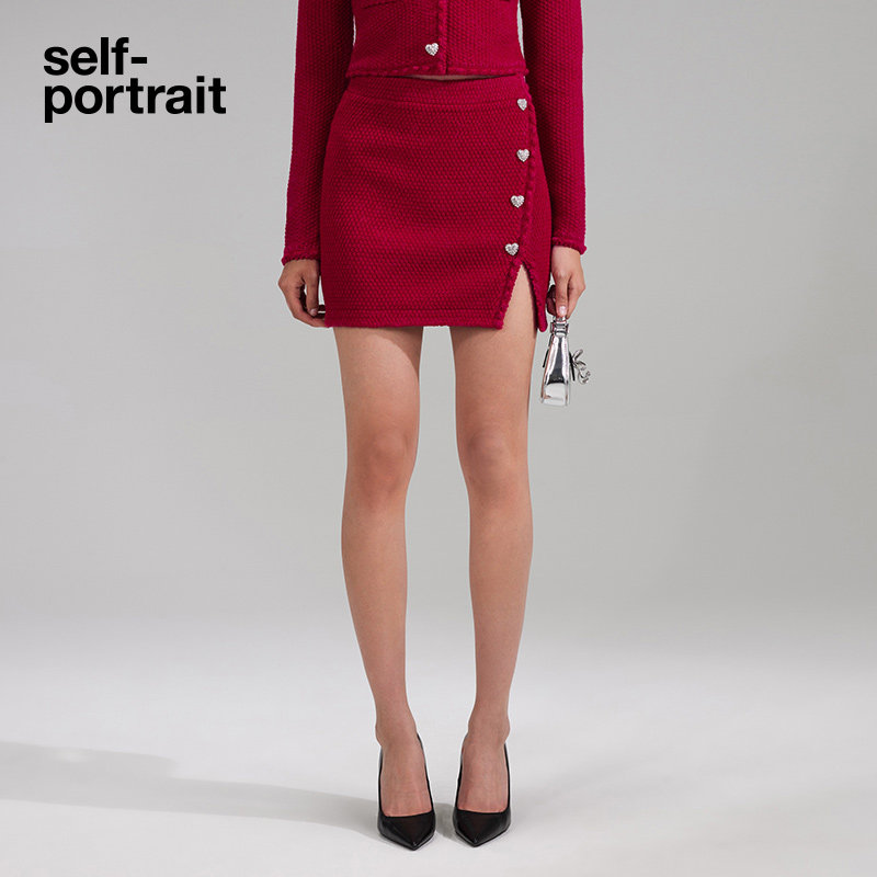 self-portrait 早春包臀混纺针织开衩半身裙短裙,女装/女士精品,半身裙,淘宝优惠券,粉丝福利购,淘宝优惠卷