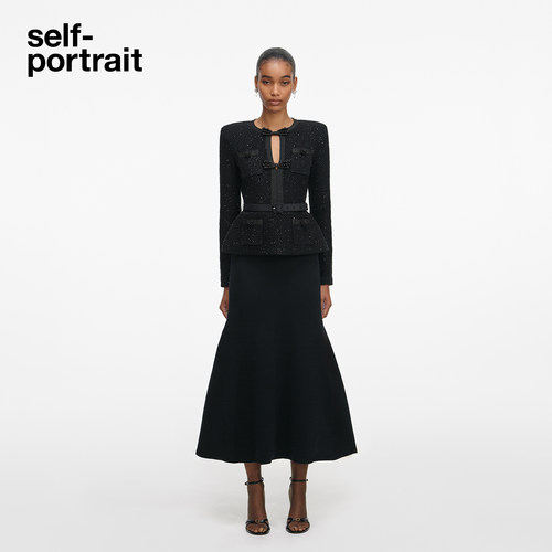 self-portrait亮片针织连衣裙