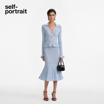 self-portrait镂空针织连衣裙