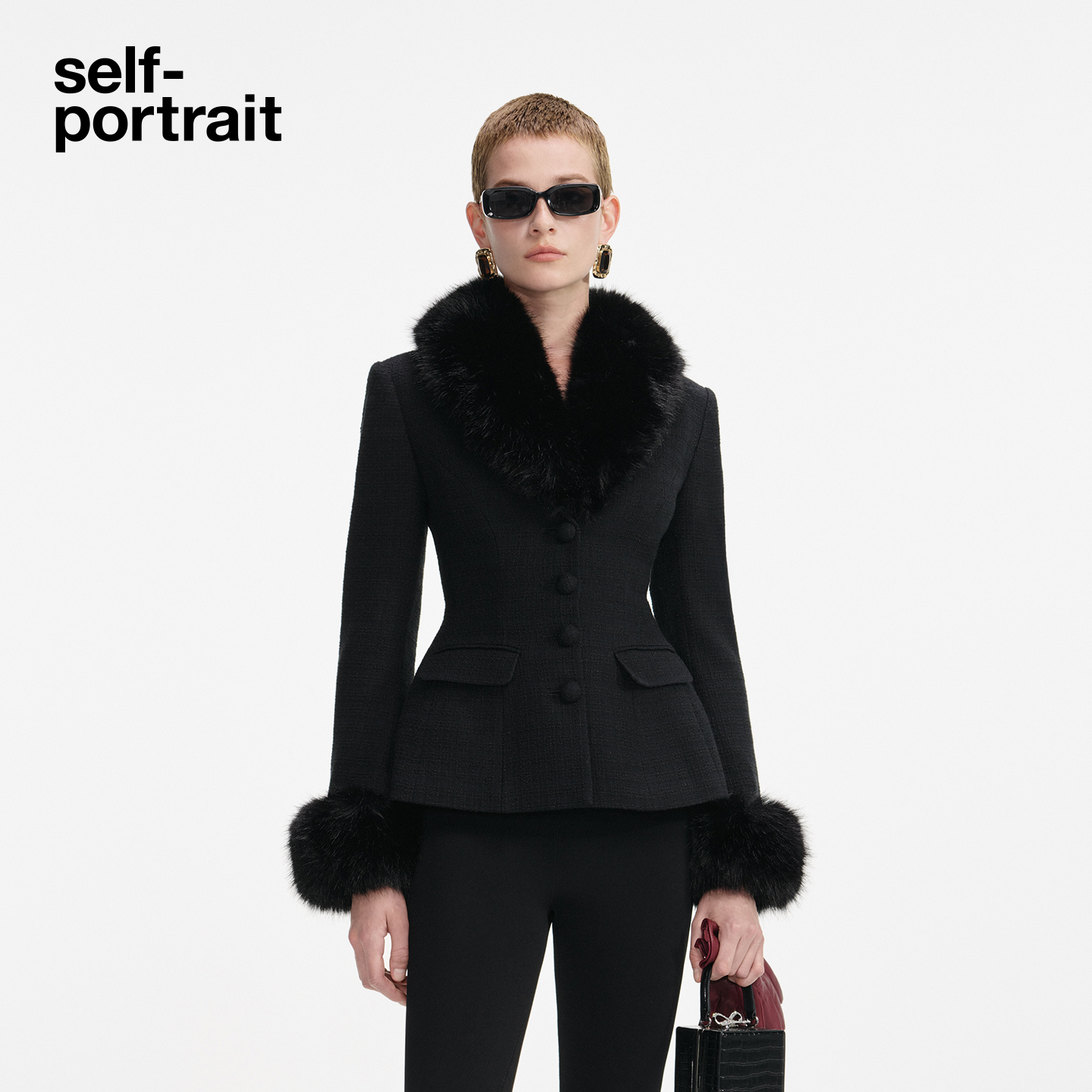 self-portrait收腰西装外套