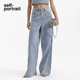 春夏浅牛仔蓝钻饰阔腿牛仔长裤 portrait 赵丽颖同款 self