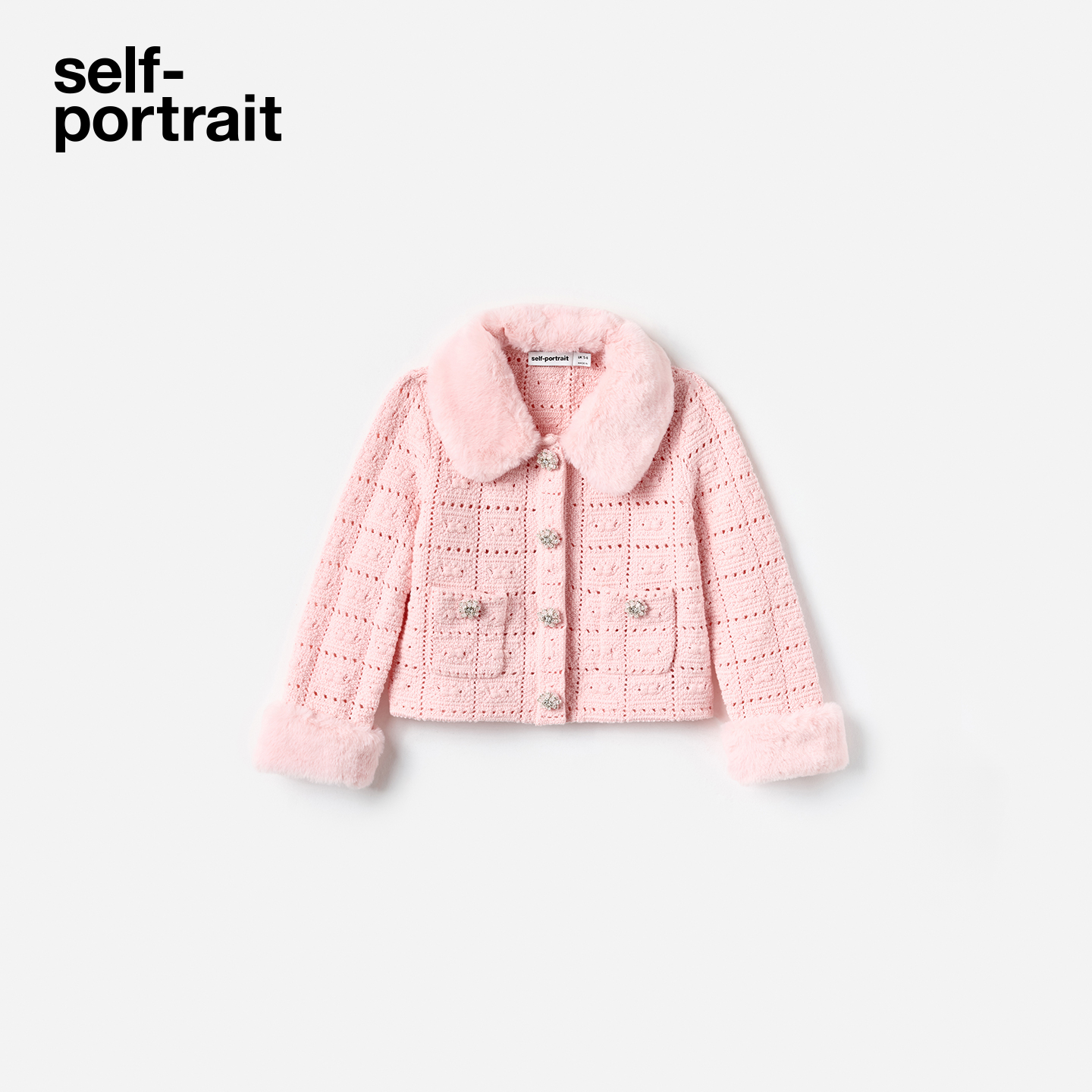 self-portrait毛绒领针织外套