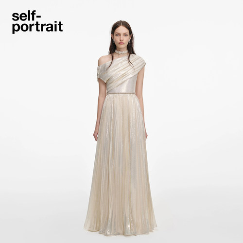 self-portrait百褶礼服连衣裙