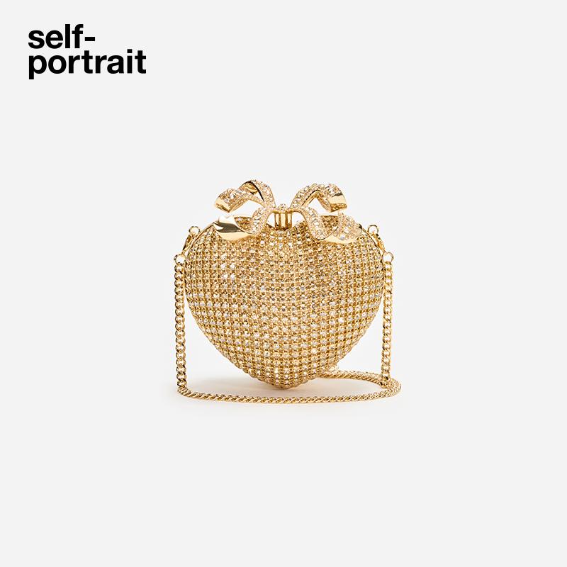 self-portrait满钻蝴蝶结手拿包