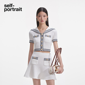 self 针织上衣 白混色海军领小香风航海短袖 portrait 2025春夏新款