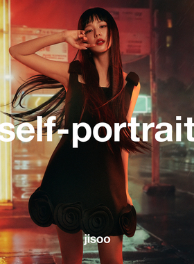 [Jisoo智秀同款]self-portrait 2025秋冬黑蝴蝶结吊带花朵连衣裙