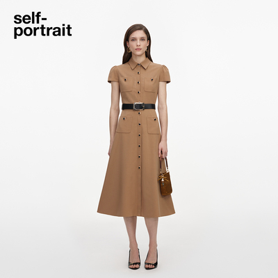 self-portrait含腰带短袖连衣裙