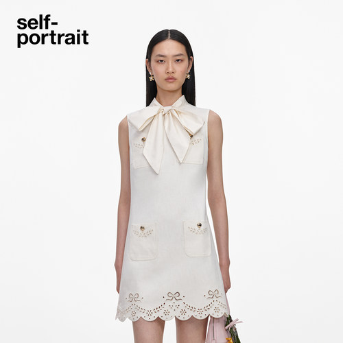 self-portrait无袖牛仔连衣裙