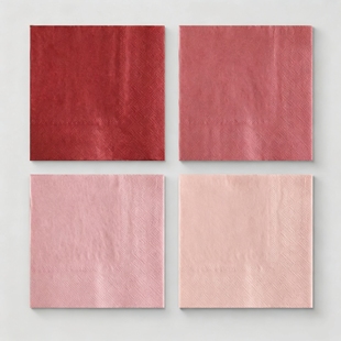 25cm粉色系纯色派对纸巾 Solid Color Pink Paper Napkins Party