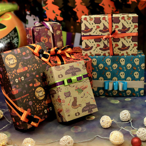 Halloween Gift Wrapping Paper Bags 黄牛皮纸万圣节礼物包装纸