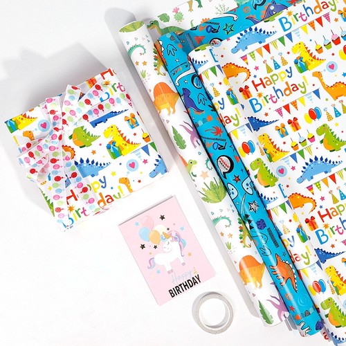 300*43cm Dinosaur Gift Wrapping Paper 卡通恐龙生日礼物包装纸