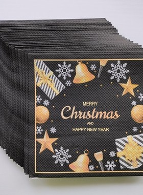Christmas New Year Black Paper Napkins 圣诞节新年黑色餐巾纸