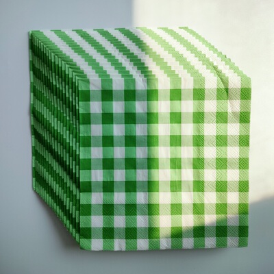 Green Plaid Checks Paper Napkins Party 小方格子派对餐巾纸巾