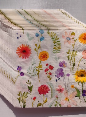 Spring Summer Floral Paper Napkins Decoupage 蝶骨巴特餐巾纸
