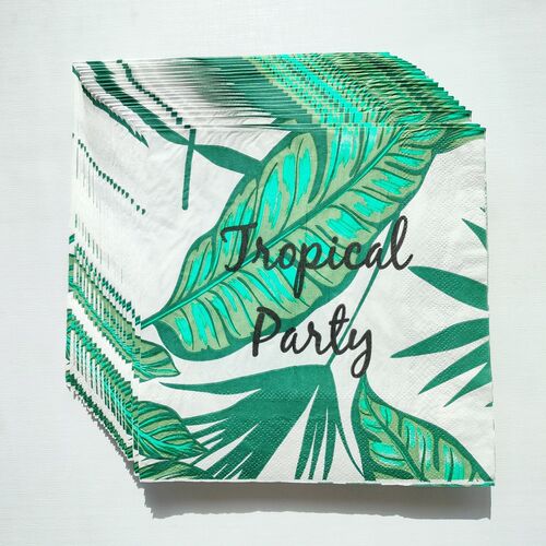 20PCs Tropical Green Leaf Paper Napkins Decoupage 绿叶餐巾纸