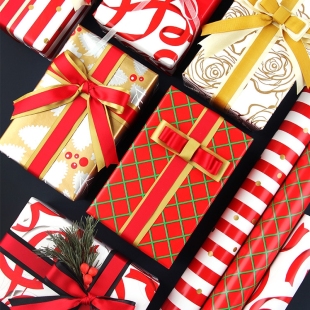Golden Red New Year Xmas Gift Wrapping Paper 新年礼物包装纸