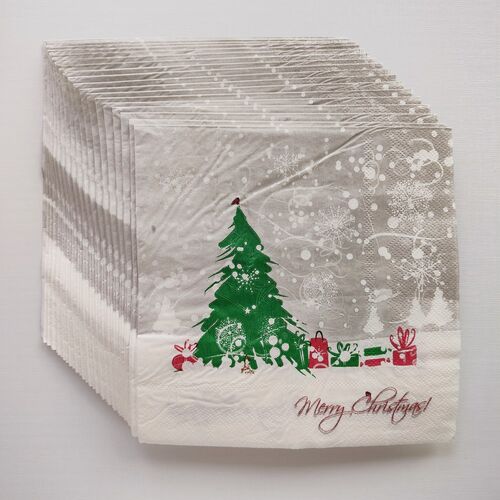 Christmas Tree Snowflake Paper Napkins 圣诞树雪花印花餐巾纸