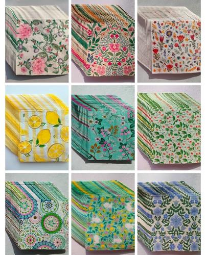 200PCs Mix Paper Napkins Party Decoupage蝶骨巴特印花餐巾纸巾