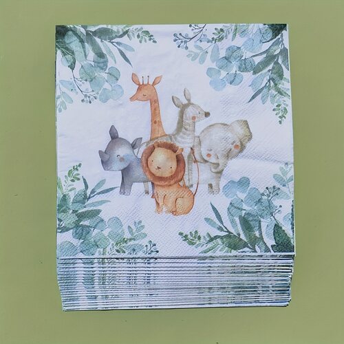 Cartoon Forest Zoo Paper Napkins Decoupage 蝶骨巴特餐巾纸巾