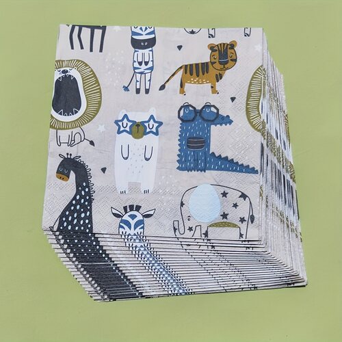 Cartoon Animals Paper Napkins Decoupage Party 蝶骨巴特餐巾纸