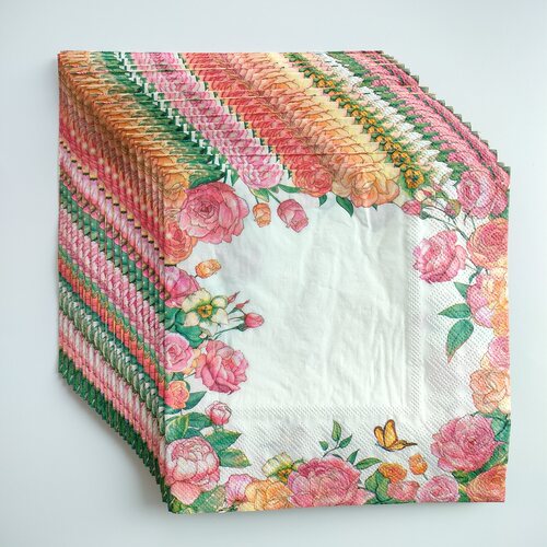 Rose Garden Paper Napkins Decoupage Party 玫瑰花园彩色餐巾纸