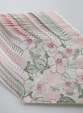 Pink Flower Paper Napkins Decoupage 桃花蝶骨巴特婚礼餐巾纸