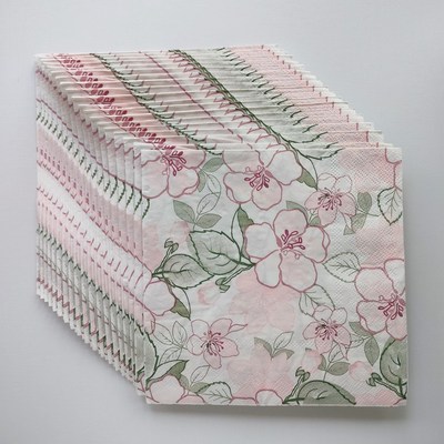 Pink Flower Paper Napkins Decoupage 桃花蝶骨巴特婚礼餐巾纸