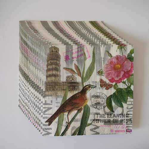 Flower Bird Paper Napkins Party Decoupage 复古花鸟派对餐巾纸