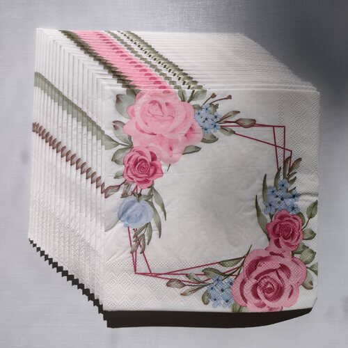 100PCs Rose Flower Paper Napkins Decoupage婚礼蝶骨巴特餐巾纸