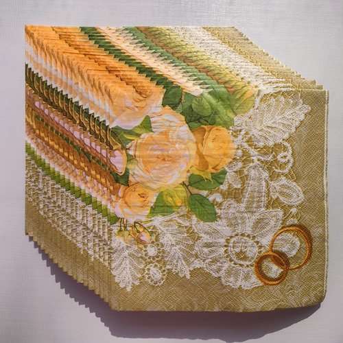 Yellow Rose Flower Paper Napkins Decoupage订婚婚礼派对餐巾纸