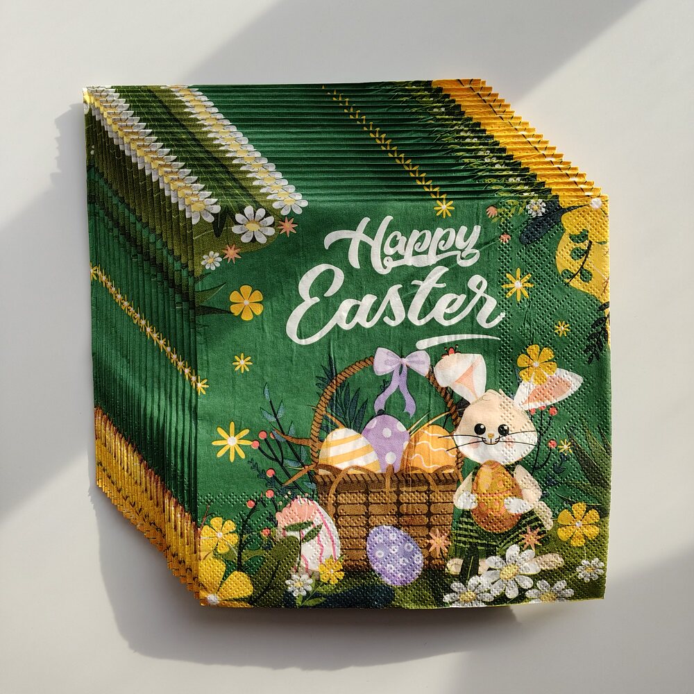 彩蛋兔子复活节派对纸巾摆盘装饰 Green Easter Paper Napkins
