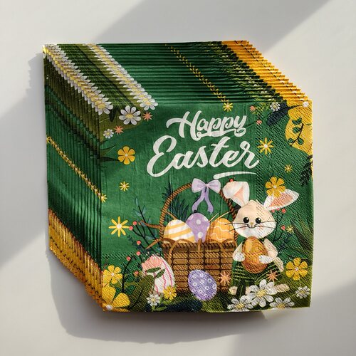 彩蛋兔子复活节派对纸巾摆盘装饰 Green Easter Paper Napkins