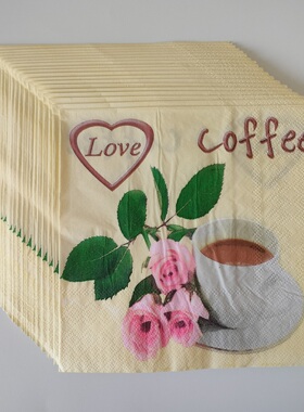 Love Coffee Paper Napkins Party Supplies 咖啡馆玫瑰花餐巾纸