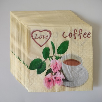 Love Coffee Paper Napkins Party Supplies 咖啡馆玫瑰花餐巾纸