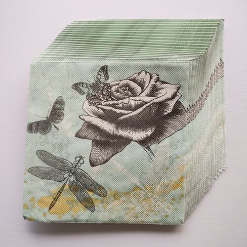 Retro Rose Flower Guest Paper Napkins Decoupage 玫瑰花餐巾纸