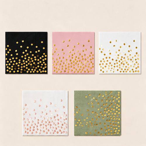 烫金波点纯色派对纸巾25cm Solid Color Golden Dot Party Napkin