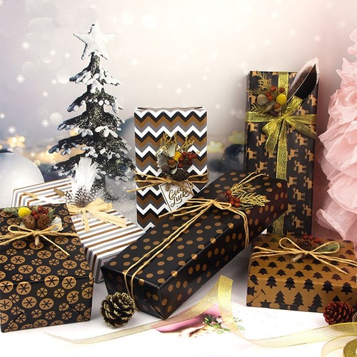 Golden Black Gift Wrapping Paper 黑金节日生日礼物包装纸ins