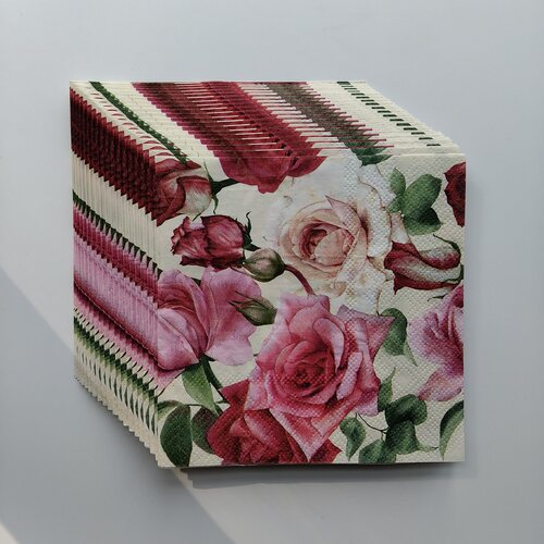 玫瑰花印花派对纸巾装饰 Rose Flower Paper Napkins Decoupage
