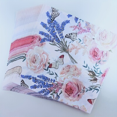 Lavender Paper Napkins Decoupage Party 薰衣草蝶骨巴特餐巾纸