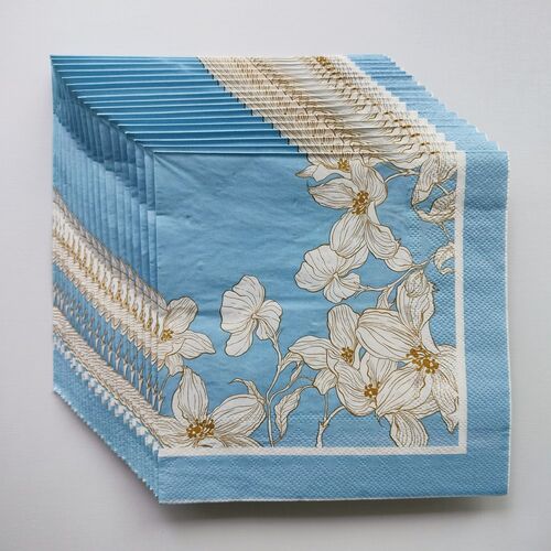 Blue Paper Napkins Decoupage Floral 蝶骨巴特婚礼印花餐巾纸巾