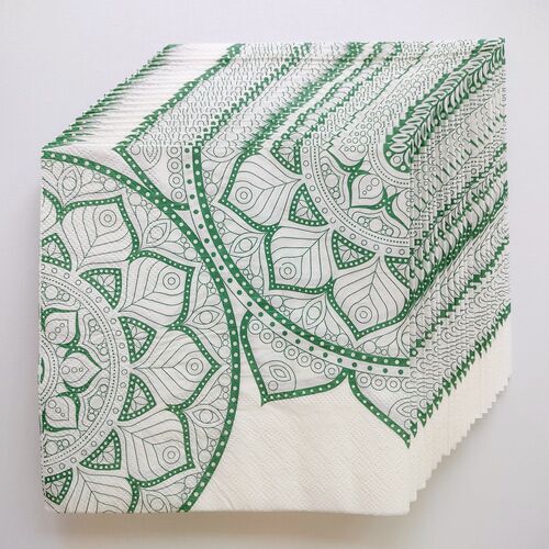 Green Mandala Paper Napkins Decoupage 蝶骨巴特派对印花餐巾纸