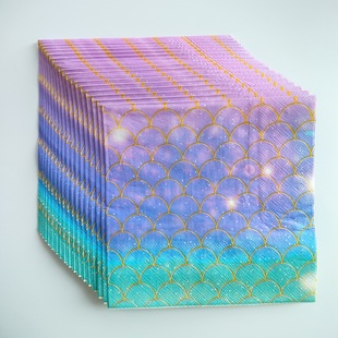 Summer Mermaid Paper Napkins Party Decoupage美人鱼彩色餐巾纸