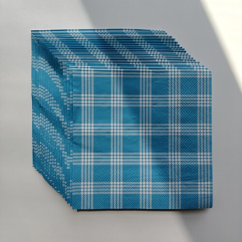 复古蓝色格纹派对纸巾摆盘装饰 Blue Checks Paper Napkins Party