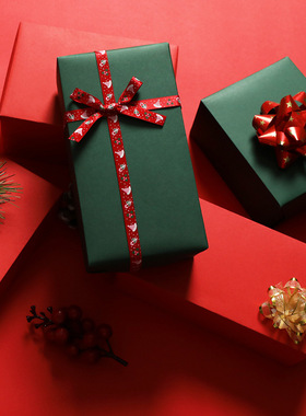 Green Red Christmas Gift Wrapping Paper 圣诞节礼物纯色包装纸